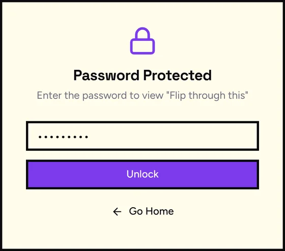The password screen readers see before a protected flipbook opens
